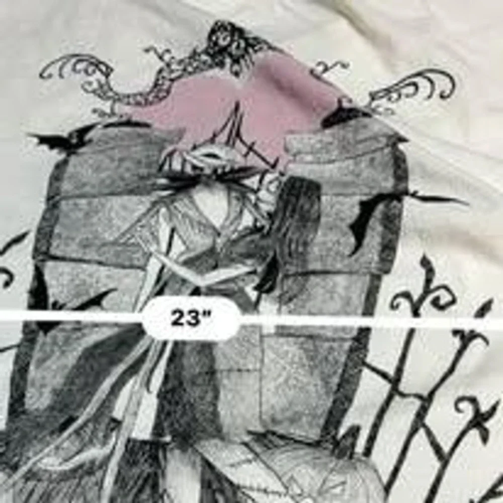 Disney T Shirt Cream Mens L Nightmare Before Christmas Tim Burton Graphic Tee